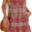 WIHOLL Summer Dresses for Women 2026 Loose Crew Neck Sleeveless Sundresses Casual Swimsuit Coverup with Pockets (Red, XXL)