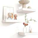Square Floating Shelves for Wall 8"W x 8"D x 1.2"H, Small Engineered Wood Wall Shelves with Invisible Brackets for Living Room Bedroom Bathroom Office Kitchen Storage & Decor, White Finish, Set of 3