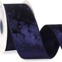 Ribbli Navy Blue Velvet Wired Ribbon 2.5 Inch Crushed Velvet Christmas Ribbon for Gift Wrapping Christmas Tree Decoration Crafts Wreaths Supplies-Continuous 10 Yards