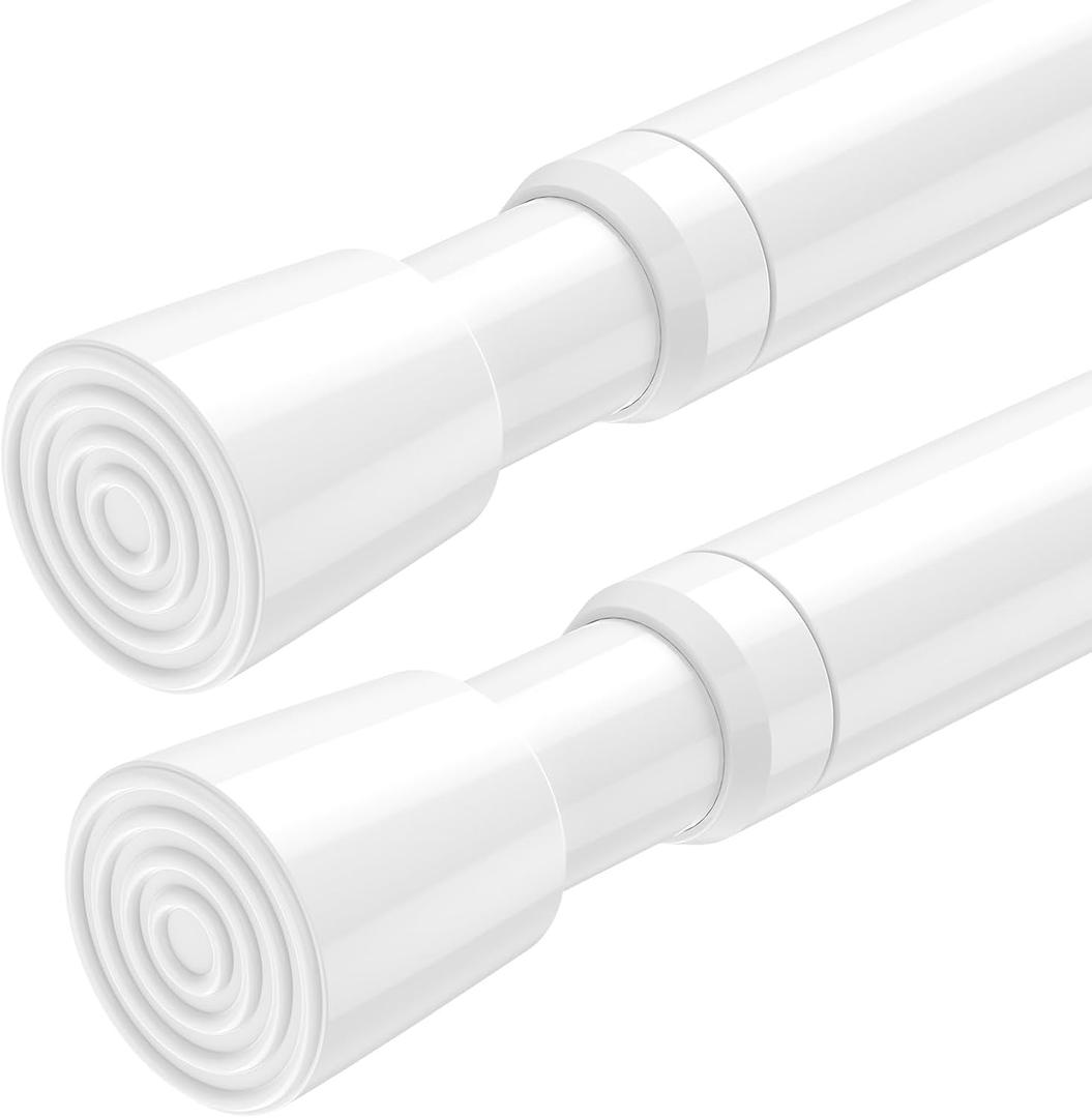 AIZESI 2 Pack Tension Rods for Windows 26 to 39 inch, Adjustable Expandable Pressure Spring Curtain Rods No Drilling, White Curtain Rods for Doorway Closet Door