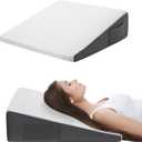 Cozymaker 7.5" Bed Wedge Pillow for Sleeping After Surgery, Back Support, Leg Elevation, Gerd Acid Reflux, Neck Pain, Snoring, Cooling Memory Foam Triangle Incline Wedge, Removable Washable Cover (White-Grey)