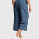 Soothfeel Women's Capri Pants Loose High Waisted Wide Leg Lightweight Travel Hiking Pants for Women Casual Summer with Pocket (Blue, XL)