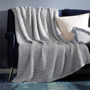 Bedsure Cooling Cotton Waffle Weave Blanket - Lightweight Breathable Blanket of Rayon Derived from Bamboo for Hot Sleepers, Luxury Throws for Bed, Couch and Sofa, Grey, 50x70 Inches