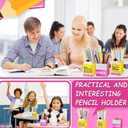 Wooden Pencil Holder for Teach Must Haves Classroom Essentials, Pencil Dispenser for Classroom Must Haves Organization, 3-Piece Dull And Sharp Pencil Parking Eraser Buckets(Classic)