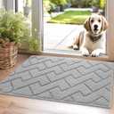 hicorfe Dirt Trapper Doormat,20"x31.5" Welcome Door mat,Non Slip Backing Washable Door Mats,Absorbent and Resistant Low-Profile Entrance Inside Floor Mat for Front Back Door and Entryway(Light Grey)