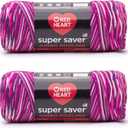 Red Heart Super Saver Jumbo Berry Pooling Yarn - 2 Pack of 10oz/283g - Acrylic - 4 Medium (Worsted) - 482 Yards - Knitting/Crochet