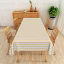 Yellow Stripe Tablecloth 70x120 Inch Sky Yellow and White Striped Fabric Table Cloth Polyester Waterproof Washable Rectangle Table Cover for Outdoor Indoor Kitchen Dining Room Decoration