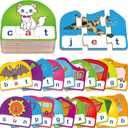 CVC Puzzle Cards for Kids, Toddler Speech Therapy Toys, 3 Letter Word Puzzle, Reading Spelling Game, Preschool Classroom Must Have