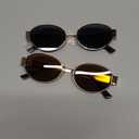 AMOMOMA Retro Oval Trendy Sunglasses for Women Designer 2024 Womens Sun Glasses Metal 90s AM6639 (Gold/Grey+gold/Brown)