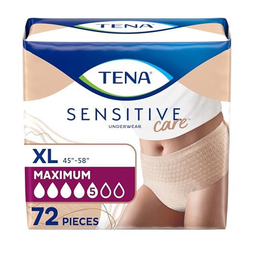 Tena Sensitive Care Adult Incontinence Underwear for Women, Maximum, XL, 72 Count (Waist Size 45in-58in)