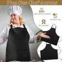 Plus Size Chef Aprons Extra Large Adjustable Unisex Kitchen Aprons with 2 Pockets for Women Men Cooking Working (Black)