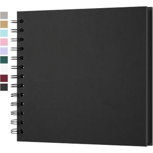 Yopih 7 x 7 Inch DIY Scrapbook Photo Album Hardcover Kraft Blank Page Acid-Free 40 Pages (20 Sheets) Memory Book for Wedding Anniversaries Family Baby Memories Small Scrapbooking Projects, Black
