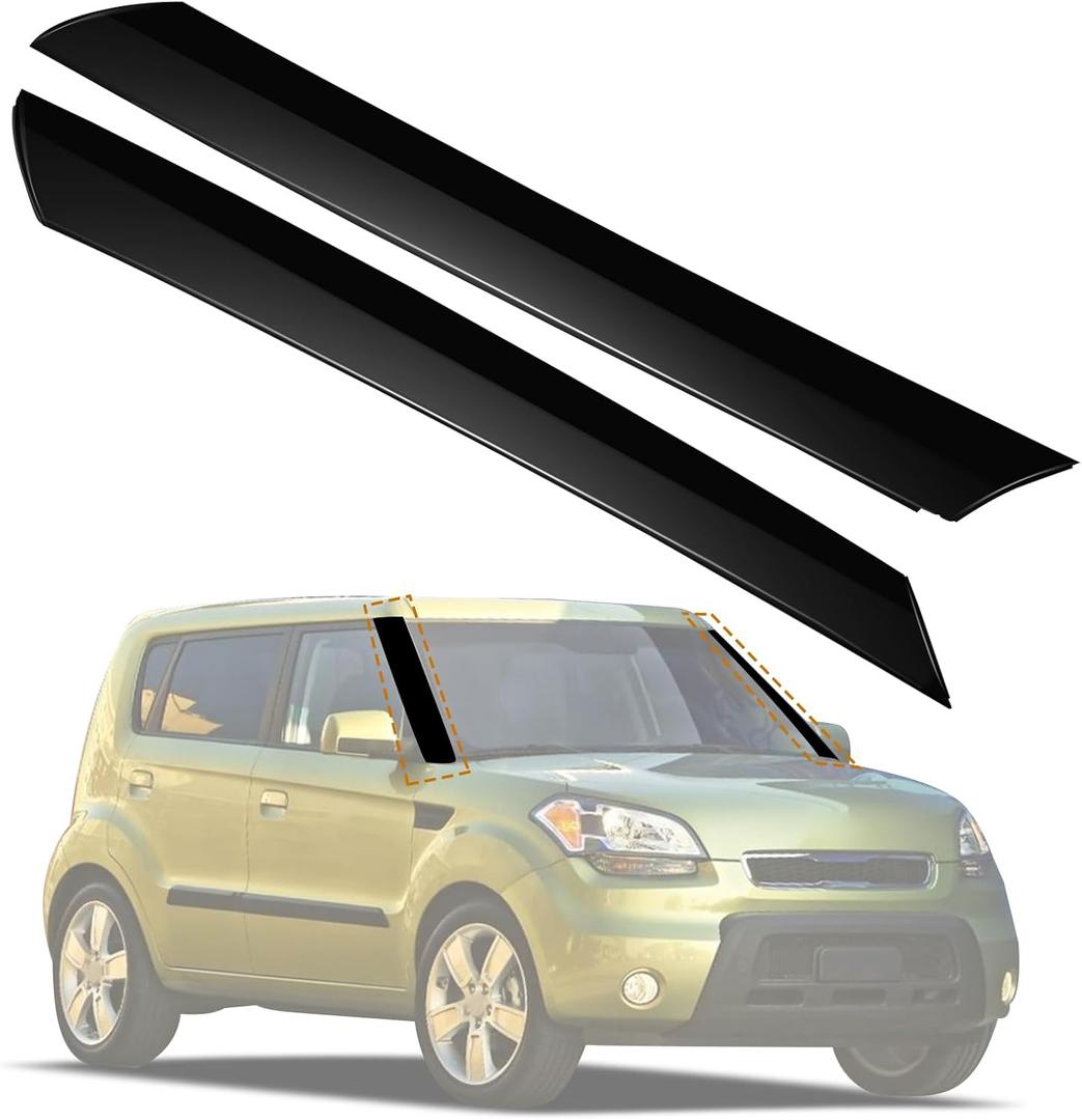Windshield A-Pillar Trim Molding Window Outside Accessories Set, Compatible with Kia Soul 2010 2011 2012 2013, Front Outer Right Passenger & Left Driver 861702K500 861802K500