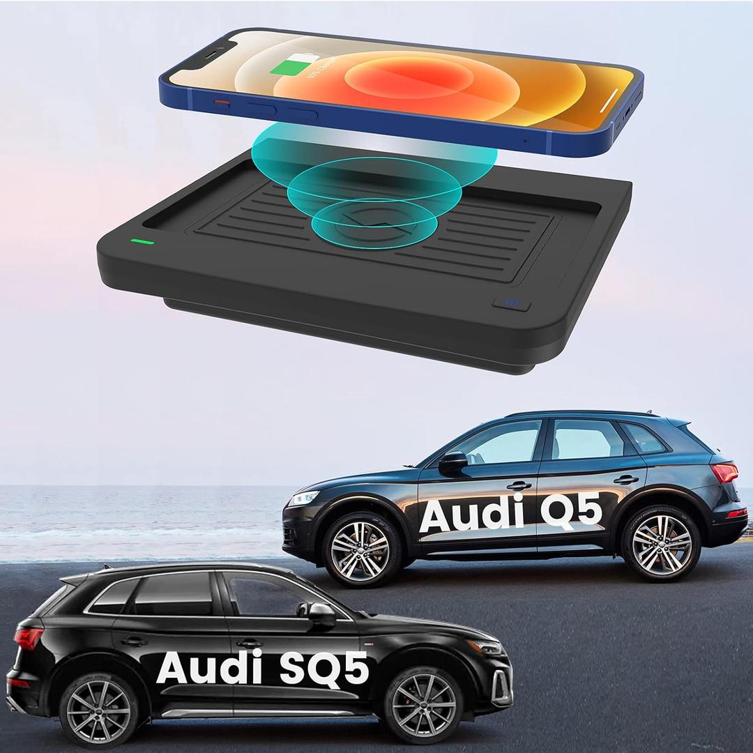 Car Wireless Phone Charger for Audi Q5 2018-2024/SQ5 2018-2022 2024 Center Console,Charging Pad Mat for Audi Q5 SQ5 2018 2019 2020 2022 2023 2024 Accessories Interior (Not fit SQ5 2023)