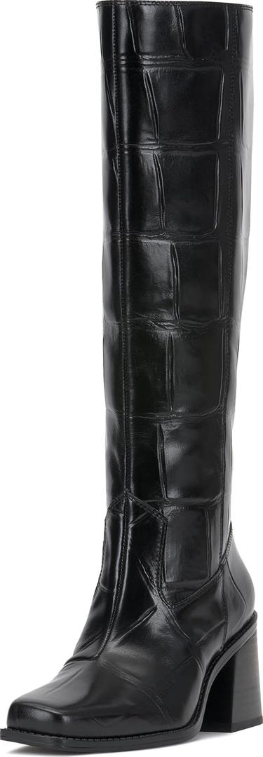 Vince Camuto Women's Sangeti Wide Calf Stacked Heel Knee High Boot, Black, 11)