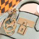 Womens Unique Change Purse Creative Mini Tote Bag Charms Leather Coin Keychain Wallet (Black)