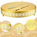 Wenqik Gold Cake Stand 14 Inch Metal Round Cupcake Dessert Stand with Cake Cutting, Spatula Xmas Cupcake Pastry Display Candy Holder Display for Wedding Birthday Party