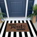 Black and White Outdoor Rug 35.4 x 59 Inches Striped Front Door Mat Front Porch Rug Hand-Woven Machine Washable Indoor/Outdoor Layered Door Mats for Entryway/Porch/Patio