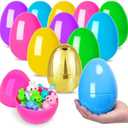 MGparty 12 Pcs 6 Inch Easter Eggs Fillable Large Plastic Easter Eggs with 2 Golden Eggs, Jumbo Empty Eggs for Easter Egg Hunt Basket Stuffers Party Favors Classroom Prizes and Easter Decorations