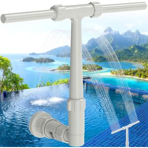 Pool Fountain for Above Ground & Inground Pools with Extension, Dual Spray Pool Waterfall Fountain, Adjustable Pool Sprinkler Fountain for Swimming Pools, Cooling Waterfall Spray, Pool Accessories