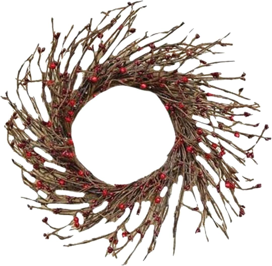 CWI Gifts Pip Twig Wreath Rings - 18 Inch - Wreath Decor for Front Door and Candle Decorating - Burgundy