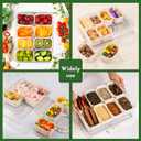 Patent Design Ribbed Snackle Box Container Snack Container Divided Serving Tray with Lid and Handle, 8 Divider Portable Snacklebox for Travel Beach for Charcuterie Veggie Fruit Candy,1 Pack (White)