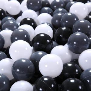 Ball Pit Balls Plastic Balls for Ball Pit Phathalate Free BPA Free Plastic Balls 100pcs 2.2" Set for Toddlers for Play Tent Tunnel (Black+White+Gray)
