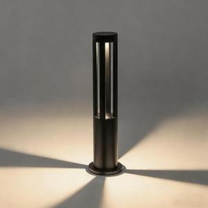 Round LED Outdoor Bollard Light 23.8 Inch, 5W Modern Black Pathway Light, IP65 Waterproof Lawn & Garden Landscape Lighting for Yard, Patio, Walkway