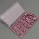French Tip Toe Nail Tips Press on, Sharp Square Pre-Designed Soft Gel False Toenail Extension, BERRY PINK Pre-applied Tip Primer & Base Coat, Full Cover Acrylic for DIY x 15 Sizes 240 pcs