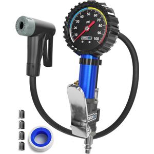 Presta Valve Air Chuck  Bike Tire Inflator with Pressure Gauge  Bicycle Tire Gauge Schrader to Presta Valve Adapter for Air Compressor