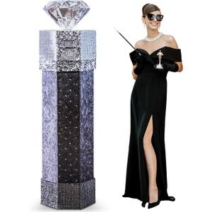 Thyle 6 Ft Sparkling Night Diamond Topped Columns Cardboard Stand-up Cutout Life-Size Sparkling Nights Party Decoration Backdrop Photo Props Columns Standup for Theme Nights Awards Dance Supplies