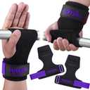 Weight Lifting Wrist StrapDouble Layer Leather Wrist Wraps with Neoprene Padding for Weightlifting & Deadlifts  Adjustable Gym Straps for Men & Women (Purple)