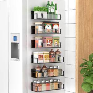 HuggieGems 6 Pack Magnetic Spice Storage Rack Organizer for Refrigerator and Oven, Clear Fridge Organizers and Storage