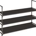3-Tier Stackable Shoe Rack, Sturdy & Durable Long Shoe Shelf Storage Organizer for Entryway, Bedroom, Floor,10-12 Pairs of Shoes,Black