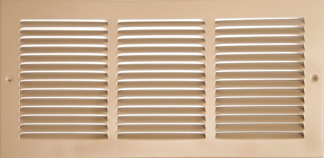 HVAC Premium 30'' x 8'' [Duct Opening] Flat Stamped Steel Return Air Grille - Sidewall and Ceiling - HVAC Vent Duct Cover - Brown [Outer Dimensions: 31.75''w x 9.75''h]