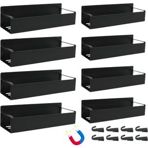 8 Pcs Magnetic Spray Can Holder Wall Mounted Magnet Toolbox Rack Spray Bottle Organizer Tool Box Storage Rack Mechanic Paint Can Holder for Home Garage Workspace (Black)