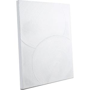 Zessonic White Boho Abstract Wall Art - 3D Minimalist Line Hand Painting for Boho Decor, 28" x 40" Artwork for Living Room, Bedroom, Home Office (40L" x 28W", White-Texture Geometry-Unframed)