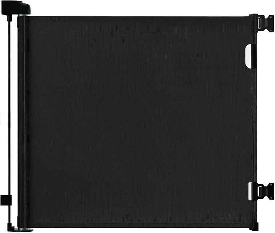 Dearlomum Retractable Baby Gate,Mesh Baby Gate or Mesh Dog Gate,33" Tall,Extends up to 71" Wide,Child Safety Gate for Doorways,Stairs,Hallways,Indoor/Outdoor（Black 55 Inch)