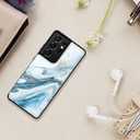 LETO Galaxy S21 Ultra Case,Flip Folio Leather Wallet Case Cover with Fashion Designs for Girls Women,Card Slots Protective Phone Case 6.8" Opal Blue Marble