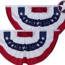 American Bunting Flags Outdoor 3x6 ft 2 Pack, Heavy Duty Embroidered Flag Buntings for Outside Use, Patriotic Bunting Banner US Pleated for 4th of July 250th Anniversary