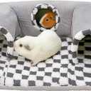 Guinea Pig Hideout Tunnel with Warm Bed for Small Pet 3 Cave Small Animal Tunnel Toy Cages Grey