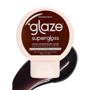 Glaze Supergloss Color Conditioning Gloss – Hydrating Semi-Permanent Color Hair Gloss & Shine Boost – For Dark Brown Hair – 6.4 Fl Oz - Chocolate Gleam