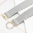 Glamorstar Elastic Belts for Women Skinny Stretchy Waist Belts for Dresses (Fit Waist 28"-30", Silver Gold Buckle)