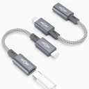 MFi Certified USB C to Lightning Adapter 2 Pack,27W PD Fast Charging & Data Sync Cable Adapter, Type C Female to Lightning Male Charger Converter for iPhone 14/13/12/11,iPad,AirPods - Not for Audio/OTG (Grey)