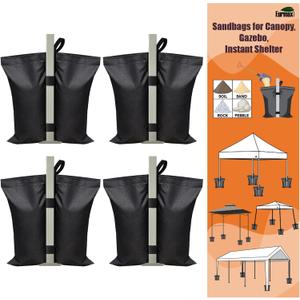 Eurmax USA 130LBS 4-Pack Universal Canopy Weights,Reinforced Double Pockets, Secure Wind Protection,Easy Wrap-Around Installation Heavy Duty Sandbags (Without Sand),Fits All Instant Shelter Legs,Black