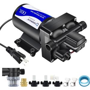 TDRRICH Water Pressure Booster Pump for House110V RV Water Transfer 5.5GPM 30PSI-75PSI Self-priming Pump,Diaphragm Power Water Pumps for Boats Inline Garden Hose Lawn Camper Sprinkler Irrigation