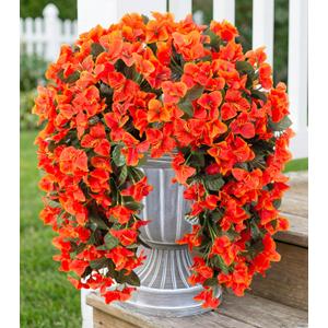 Bougainvillea Artificial Hanging Flowers Plants for Outdoors Decoration, 2pcs Fake Flowers Silk Bougainvillea Vines Realistic UV Resistant Faux Flowers for Outdoor Planters Porch Patio Gardens, Orange
