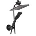 BRIGHT SHOWERS Rain Shower Head with Handheld Spray, 8 Inch Rainfall Shower Head Combo with 60" Hose, Adjustable Dual Square Showerhead Set with 3-Way Diverter, Wall Bracket, Oil-Rubbed Bronze