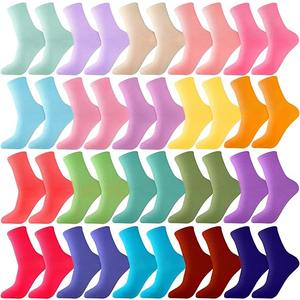 Newcotte 20 Pairs Colorful Striped Crew Socks Retro Cotton Striped Tube Athletic Cushion Socks for Women Men Sports Running(Classic) (White)