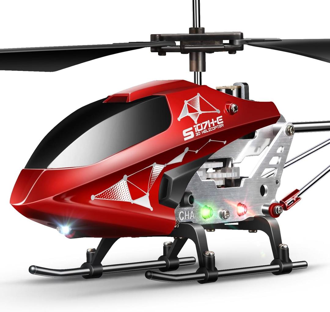 SYMA S107H-E RC Helicopter for Kids 8-12 and Beginners, Remote Control Helicopter with Altitude Hold, 2 Speed Modes, Whole Alloy Toy for Boys Girls Indoor Gift Red, Built-in Battery